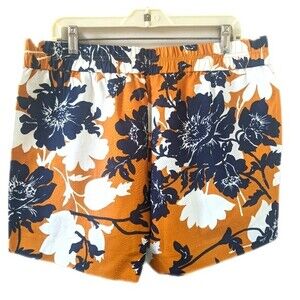 J. Crew Floral Print Women Shorts - Orange and Navy